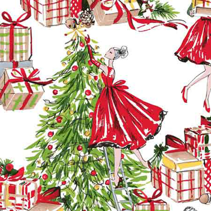 Trimming the tree in satin